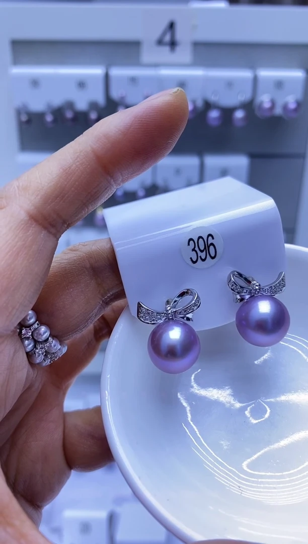 银S925镶嵌耳饰淡水珍珠396