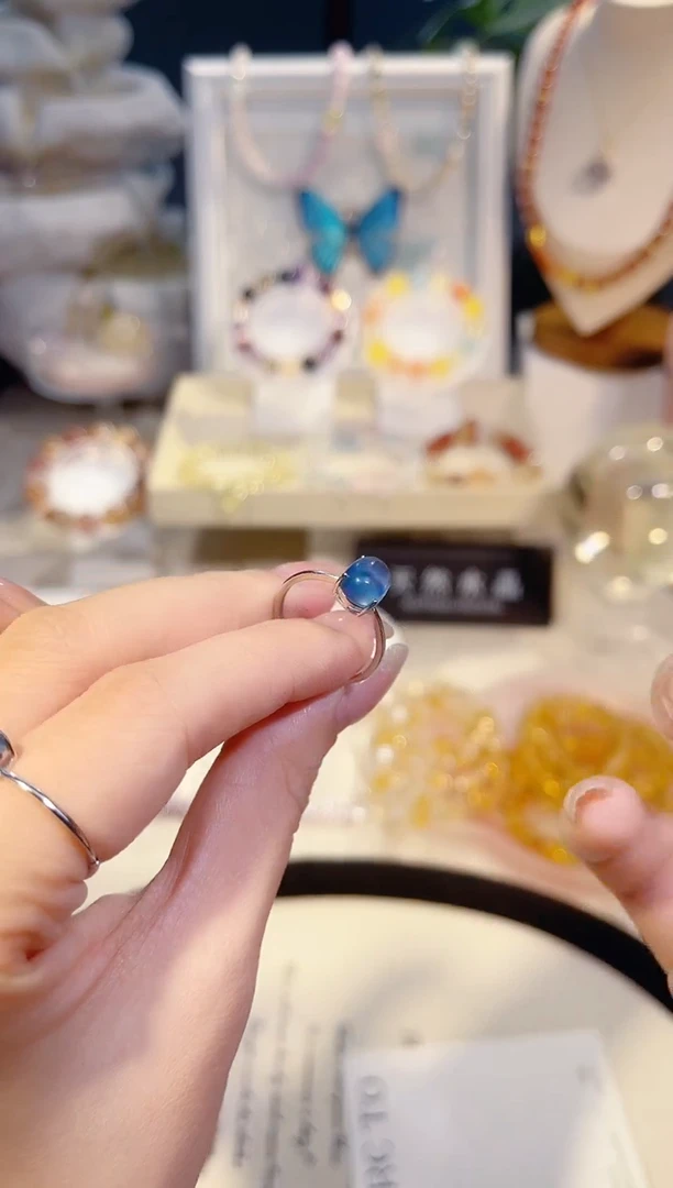 未镶嵌手串水晶海蓝宝戒指