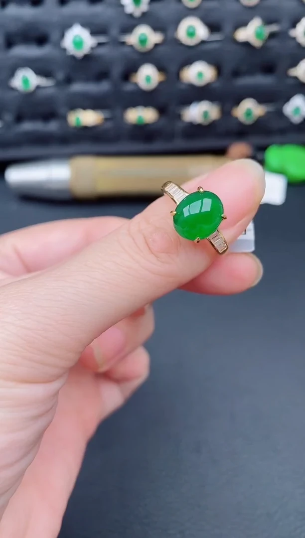 银S925镶嵌戒指翡翠天然a货翡翠52