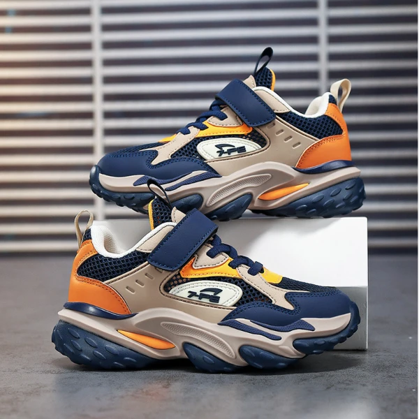 七波辉男童鞋2025年夏季新款中大童老爹鞋网面透气耐磨儿童运动鞋