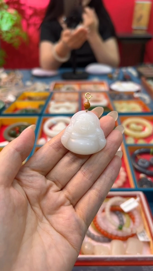 颈饰未镶嵌和田玉小*慧白玉立体佛公35