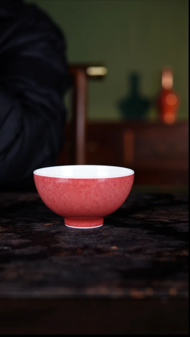 杯子白泥豇豆红陶瓷纯手工