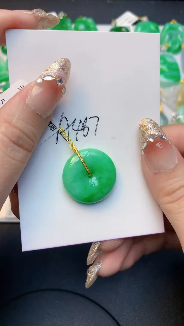 颈饰18K金镶嵌翡翠天然A货缅甸翡翠百元以上9元证书费自理