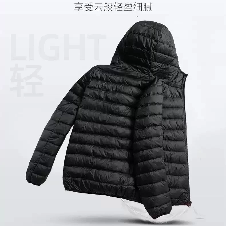 冬季新款棉服男士轻薄羽绒外套羽绒连帽轻薄款保暖纯色休闲