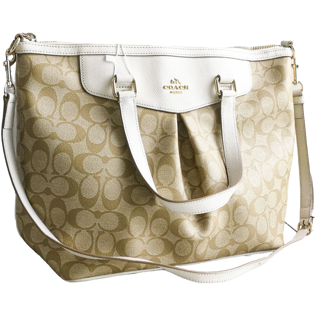 95新  Coach 白老花单肩包 071216