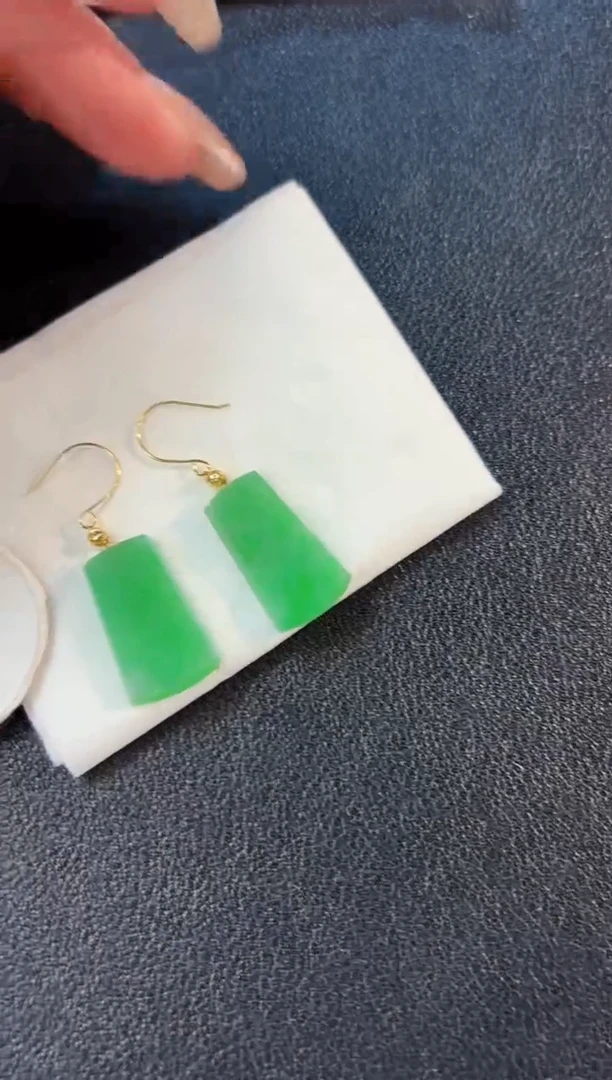 翡翠18K金镶嵌耳饰 缅料A货/支持复检/一件