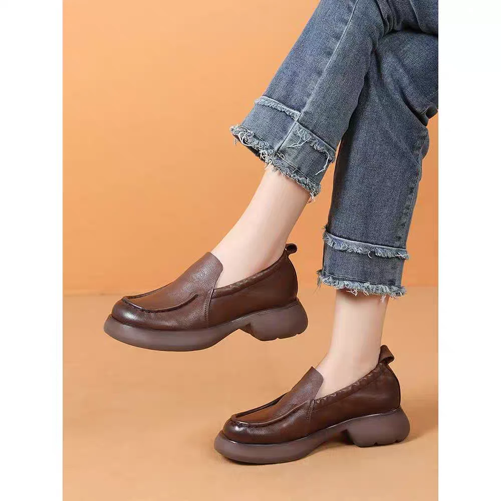 691069头层牛皮复古手工一脚蹬乐福