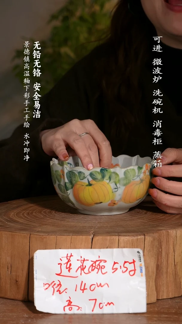 碗陶瓷景德镇高温瓷釉下彩手绘陶瓷