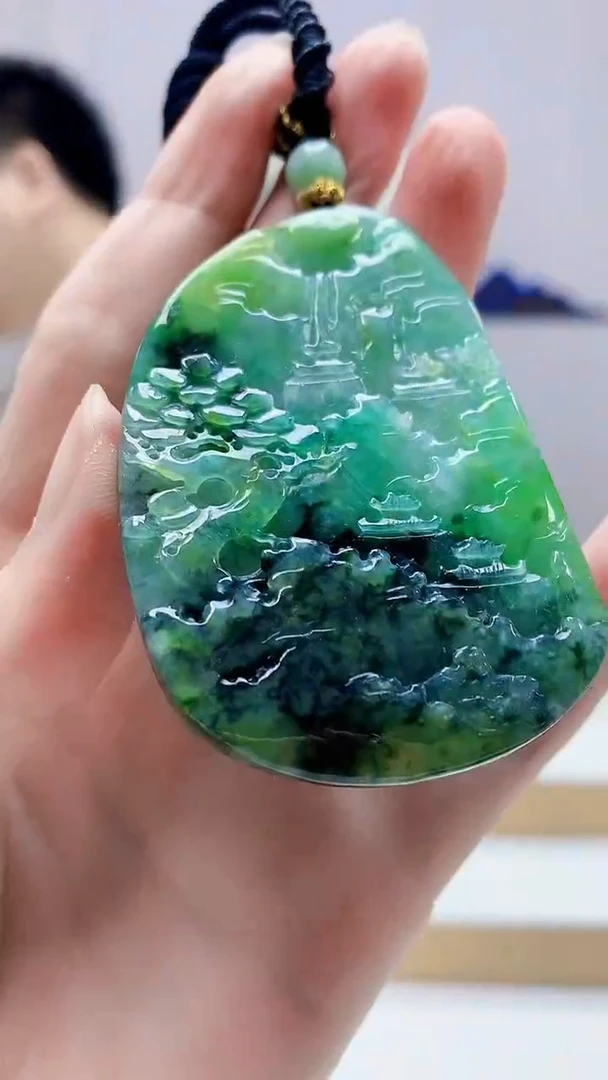 未镶嵌定制翡翠4868zm-毛货挂件49山水