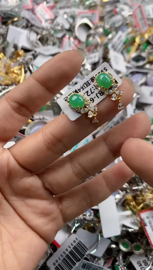 银S925镶嵌戒指翡翠888---2