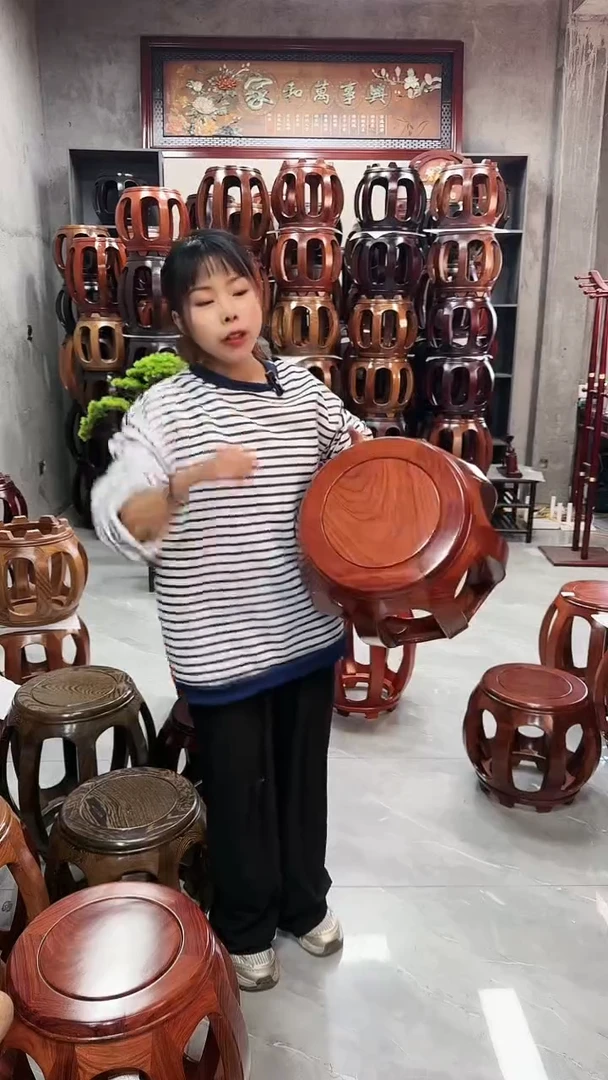 【闪购商品】花梨木类家具花梨木花梨色小号鼓凳一对