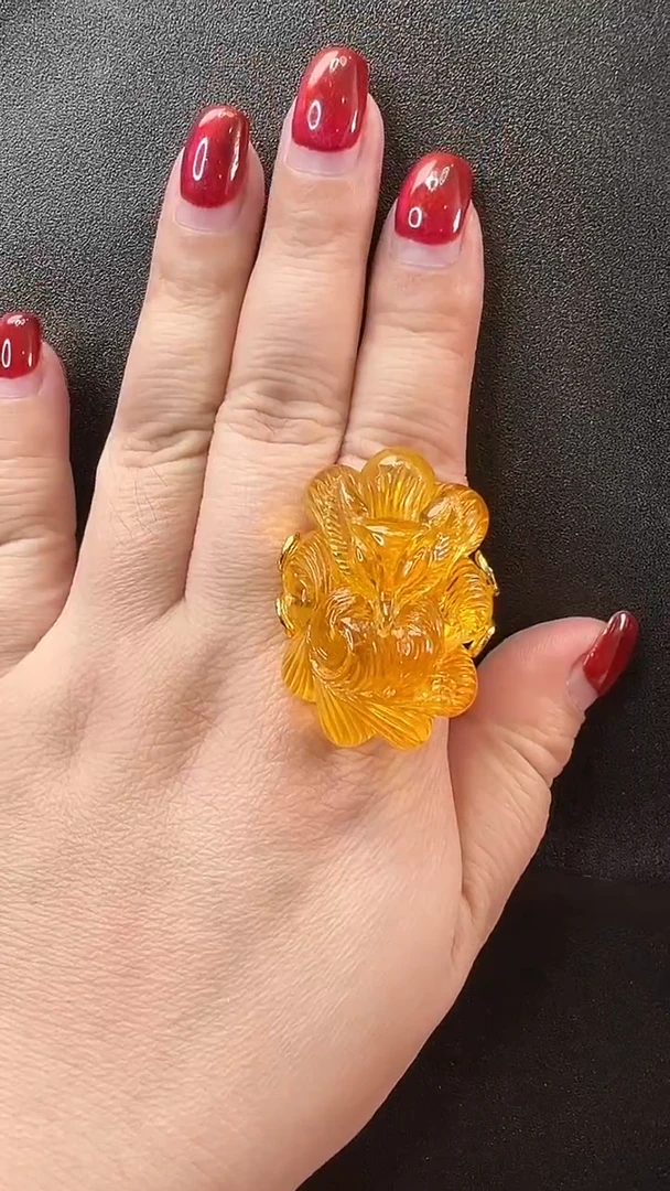 琥珀未镶嵌戒指戒指