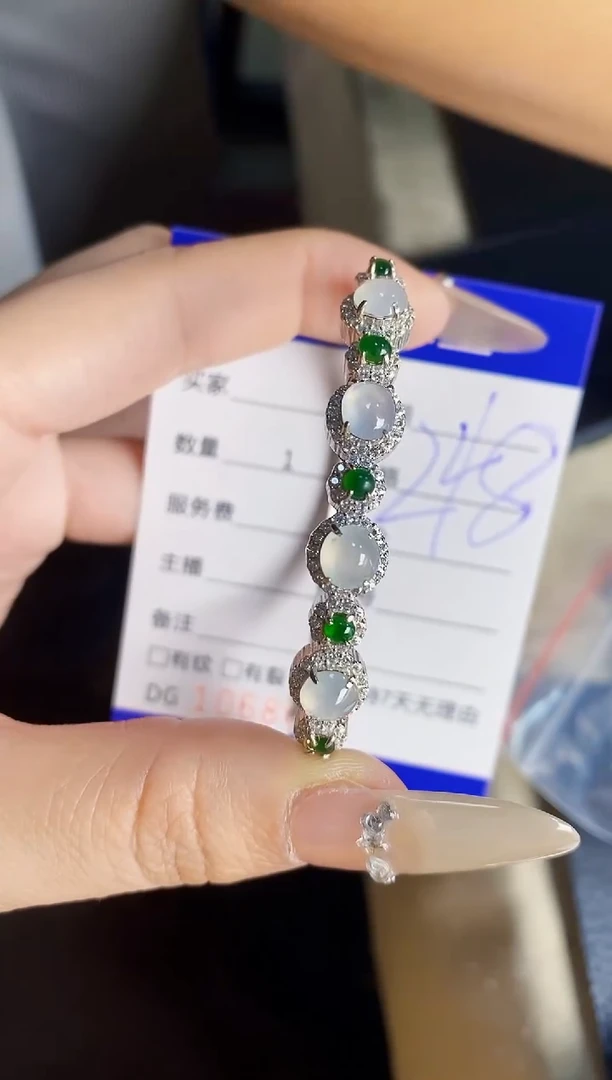 翡翠戒指银S925镶嵌8694