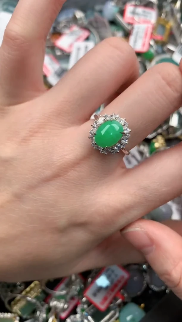 银S925镶嵌戒指翡翠11-11---2
