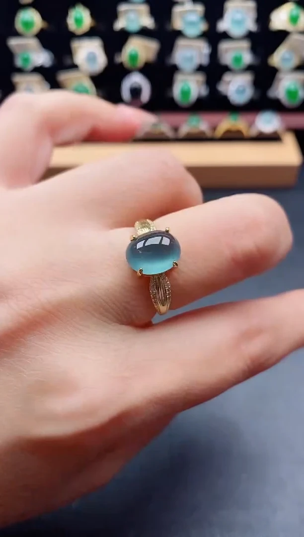 银S925镶嵌戒指翡翠1