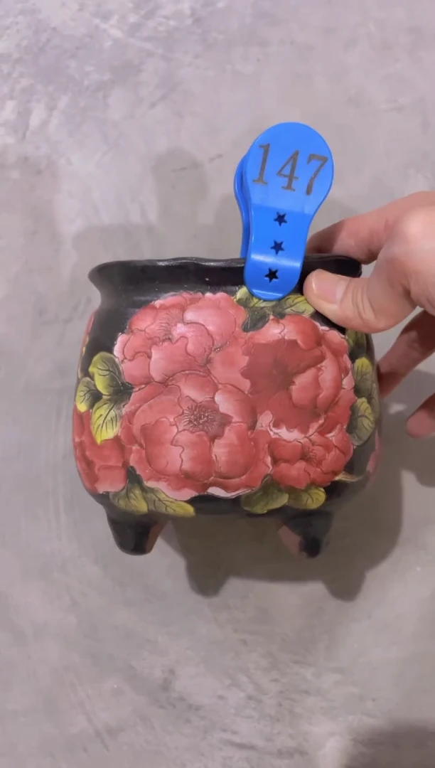 摆件147陶花岛花盆罐—手工痕迹默认，大小会有1-2公分误差