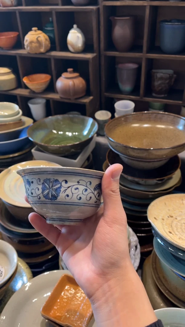 【闪购商品】瓷片469，缠枝莲灰釉小碗