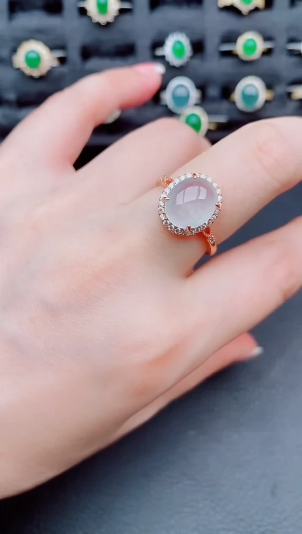 翡翠戒指银S925镶嵌天然a货翡翠90