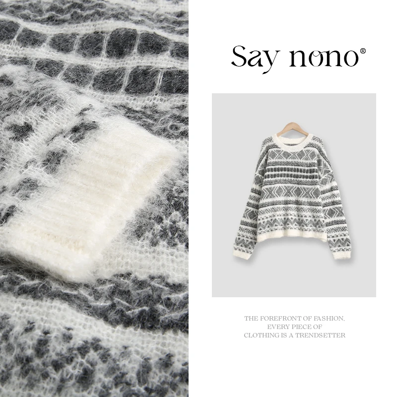 懒猫nono│Saynono 天丝羊毛马海毛套头衫针织衫/XXZS605059