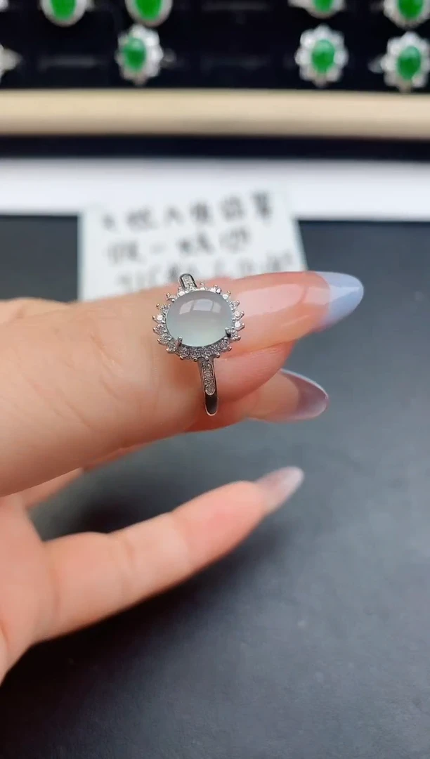 翡翠戒指银S925镶嵌50805