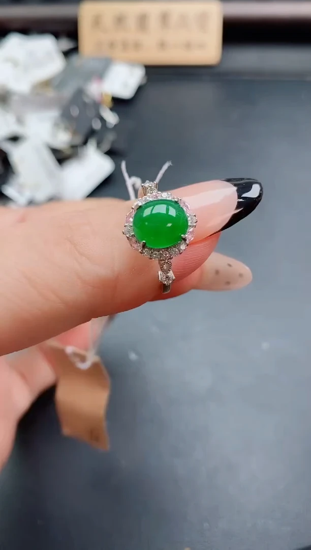 银S925镶嵌戒指翡翠1