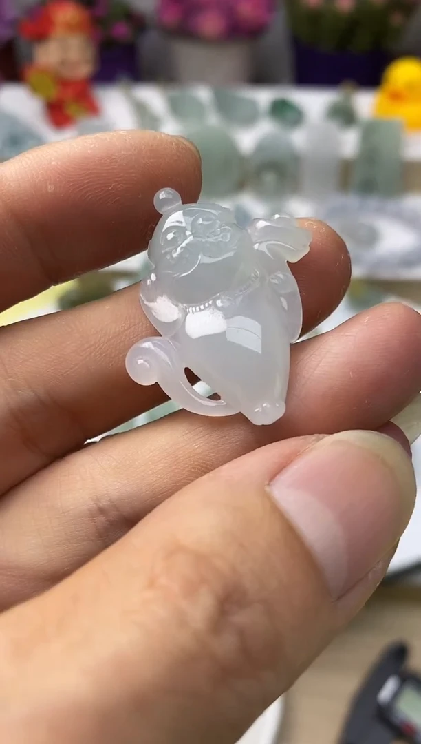 颈饰未镶嵌翡翠9天然缅甸翡翠A货招财猫