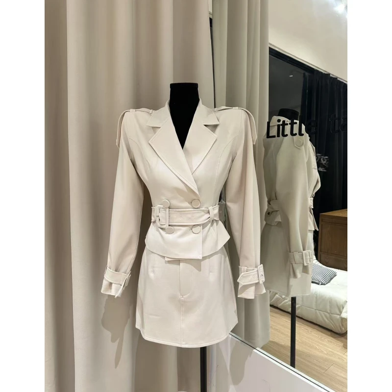 一只雪雪【经典版2】新款春季气质韩版时尚感风衣西装显瘦套装