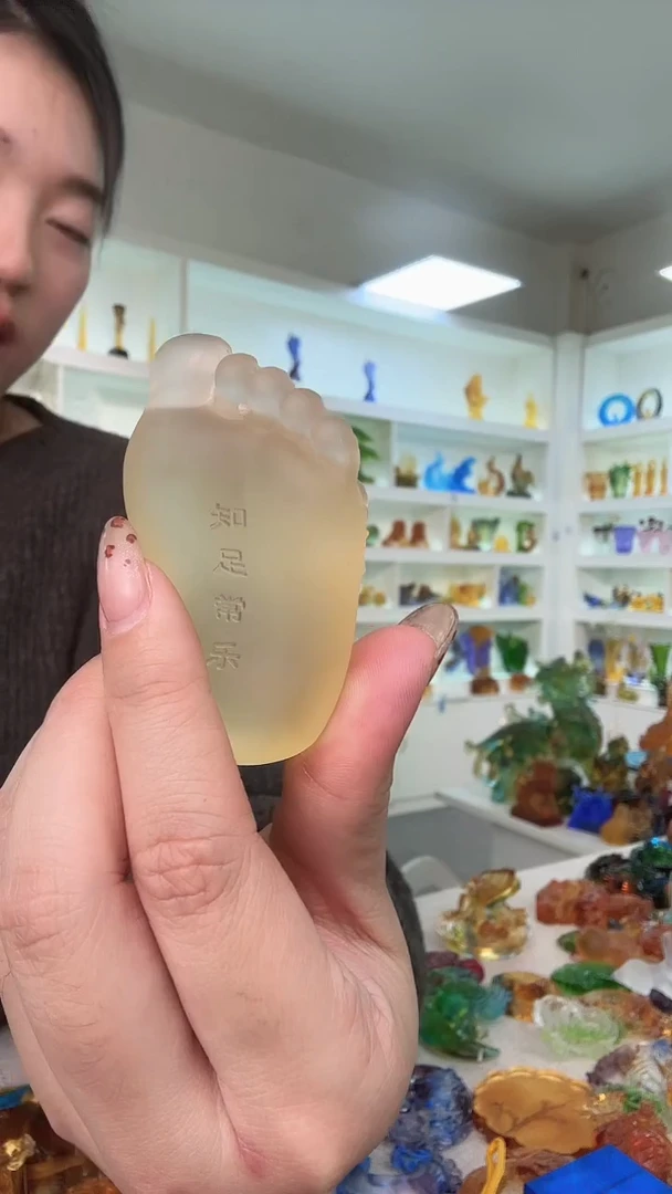 手工艺品琉璃脚丫黄色2个