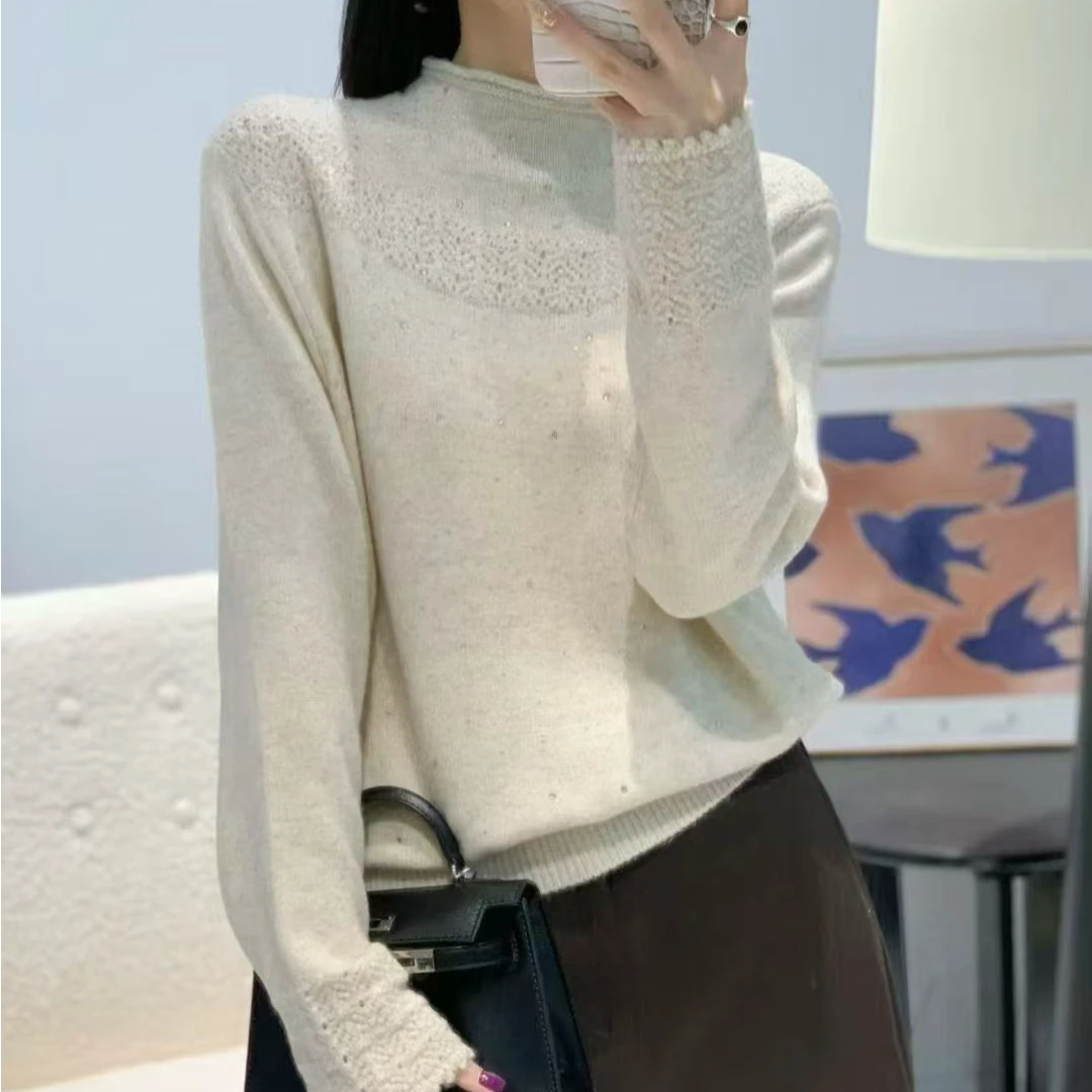 03# 女烫钻针织套头款毛针织衫不褪色衫圆领秋冬