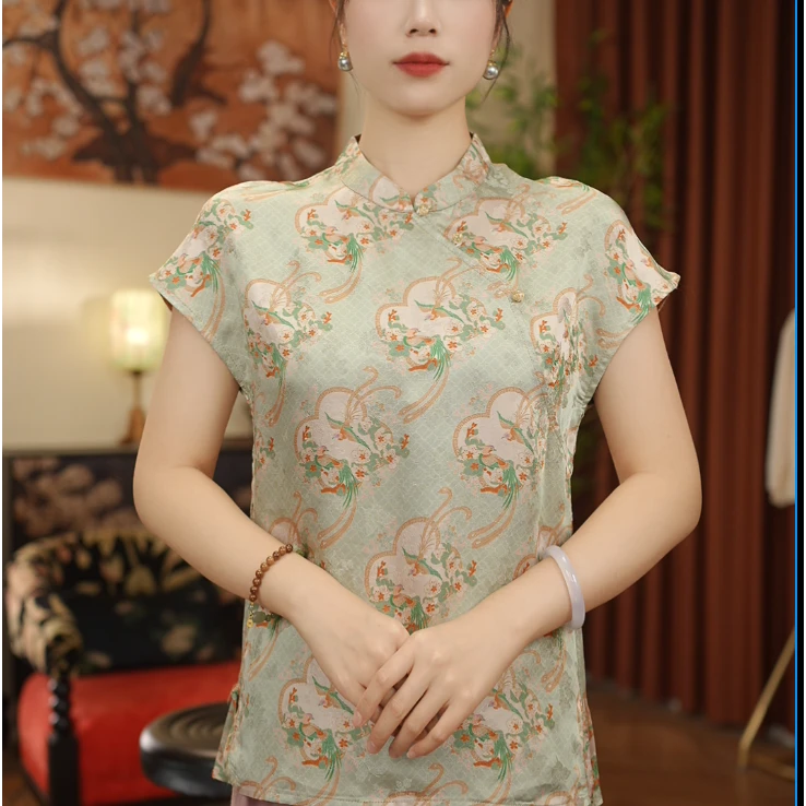 【窗影春色】新中式百搭提花优雅气质女款窗影春色衬衫