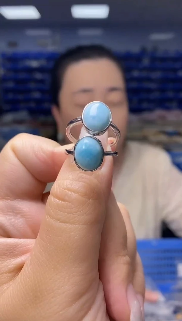 针钠钙石（海纹石）银S925镶嵌戒指 多样性发货发其一