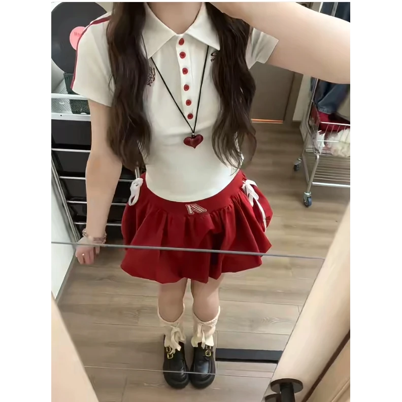 韩系2025年夏季新款韩版小众简约高腰泡泡裙休闲宽松半身裙女