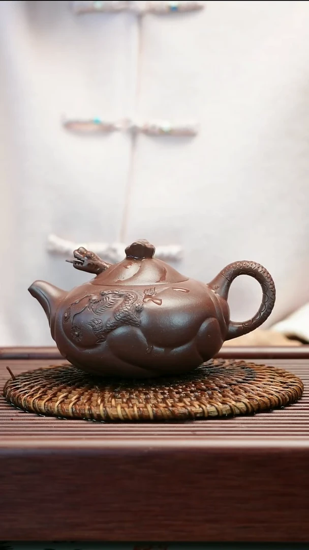 茶壶紫砂原矿天青   花器  【鱼化龙】   245cc