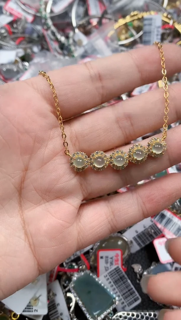 银S925镶嵌戒指翡翠天然A货缅甸翡翠