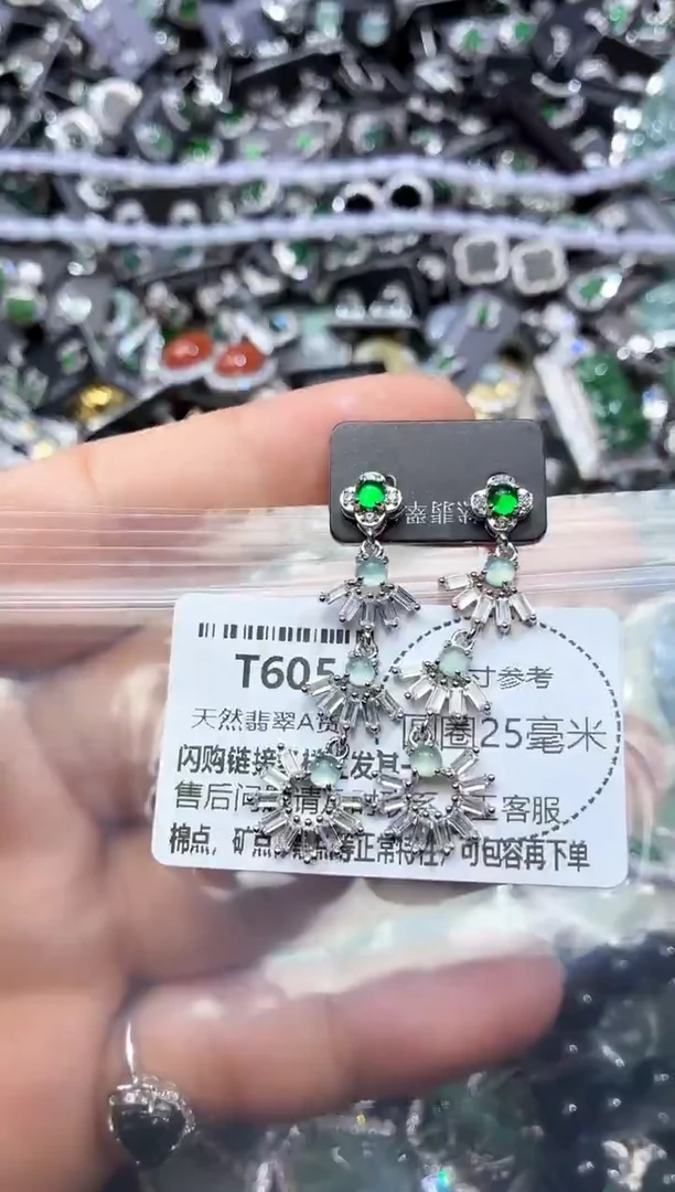 翡翠未镶嵌颈饰T605耳钉