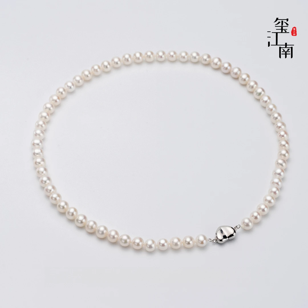 淡水无核珍珠项链气质桃心款妈妈链S925银6-7mm FX0193