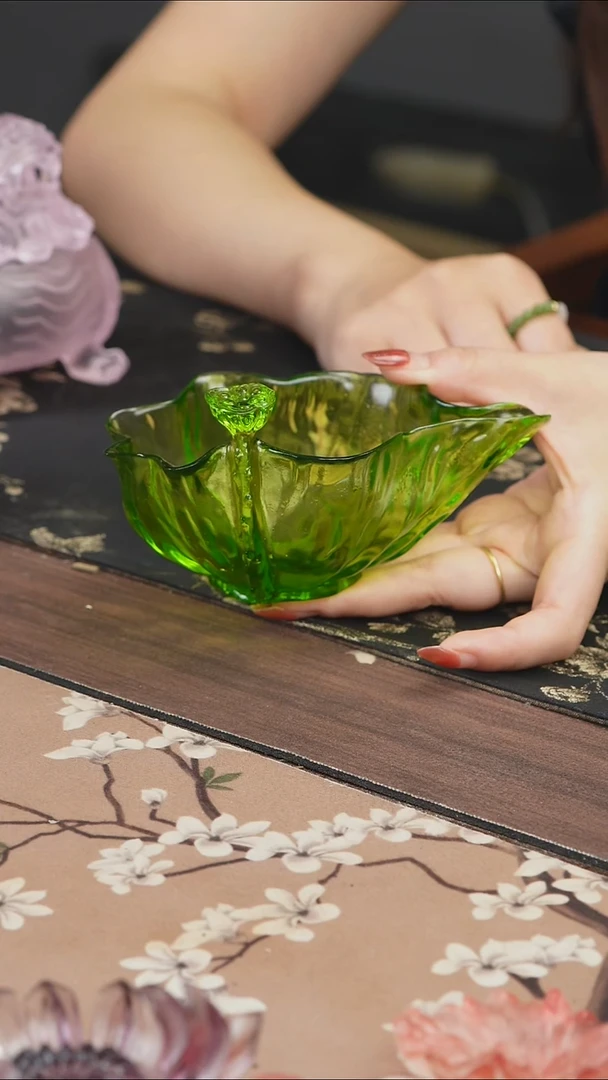 手工艺品琉璃绿色荷花公道