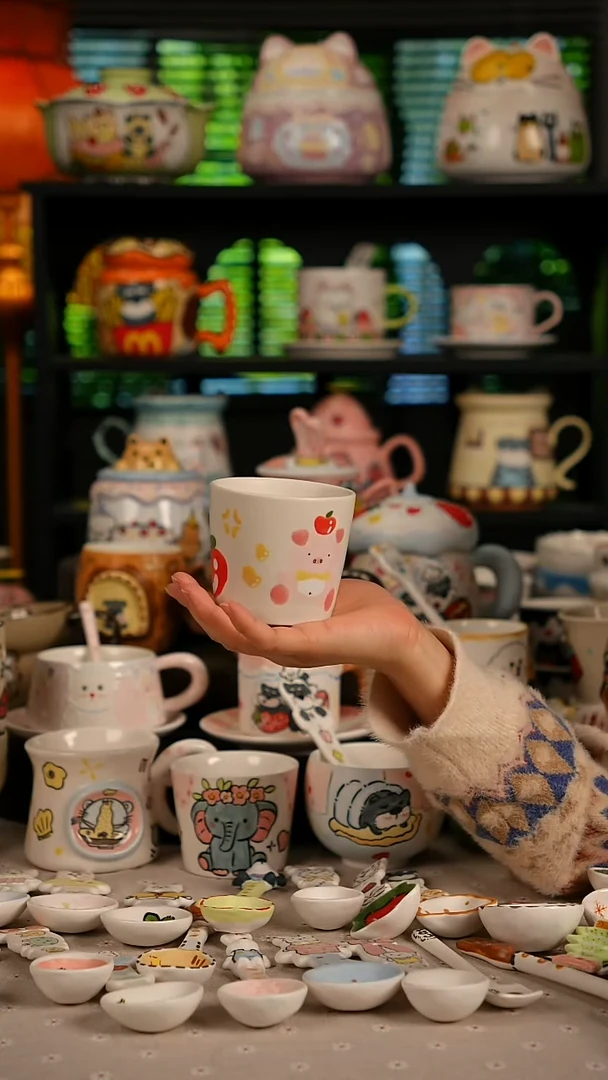 陶瓷无盖款景德镇高温釉下彩纯手绘创意瓷