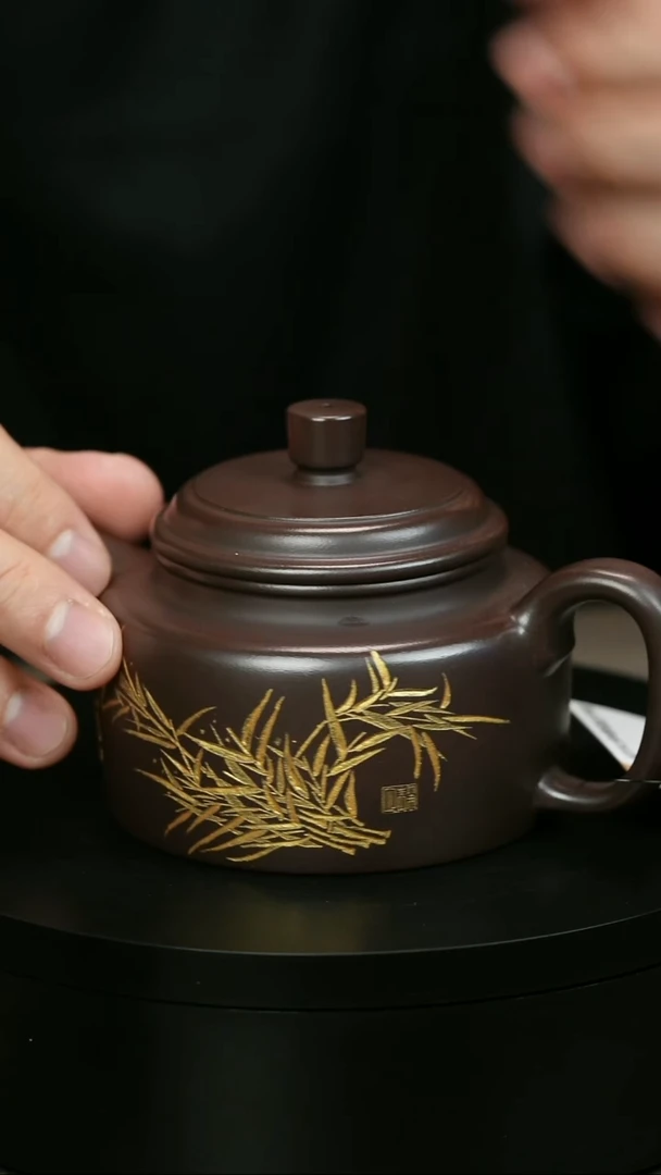 茶壶紫砂美****德H2092李琴描金竹刻德中