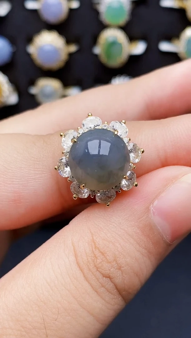 银S925镶嵌戒指翡翠1254