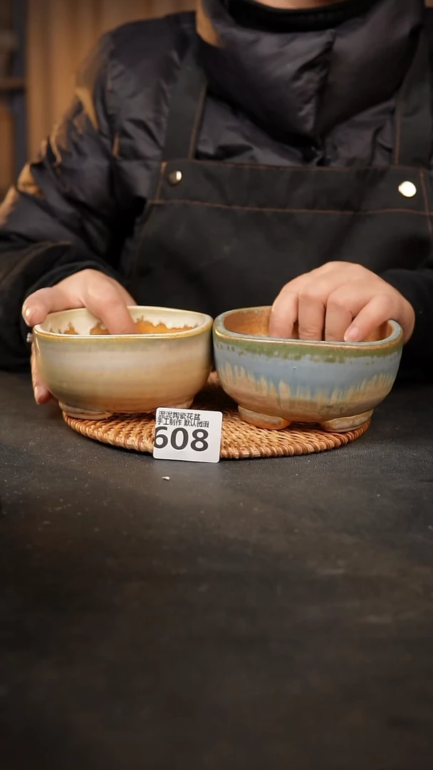 【闪购商品】瓷片608 泥泥手工花盆口10高6