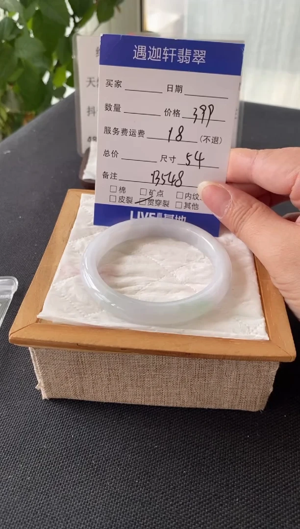 翡翠手镯未镶嵌54圈口 B548编码