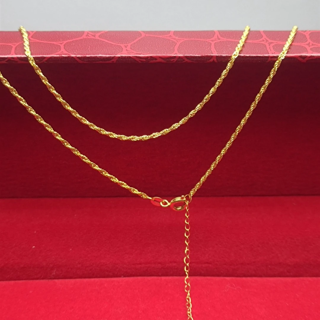 【蔚蔚专享】18K金经典麻花项链素金链子麻绳链简约款（45+5cm）