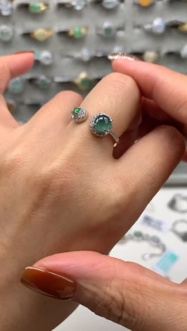 银S925镶嵌戒指翡翠3