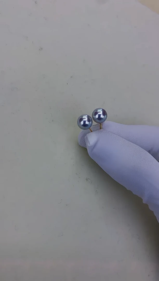 18K金镶嵌DA海水珍珠 GD145 7.5-8 真多麻素钉