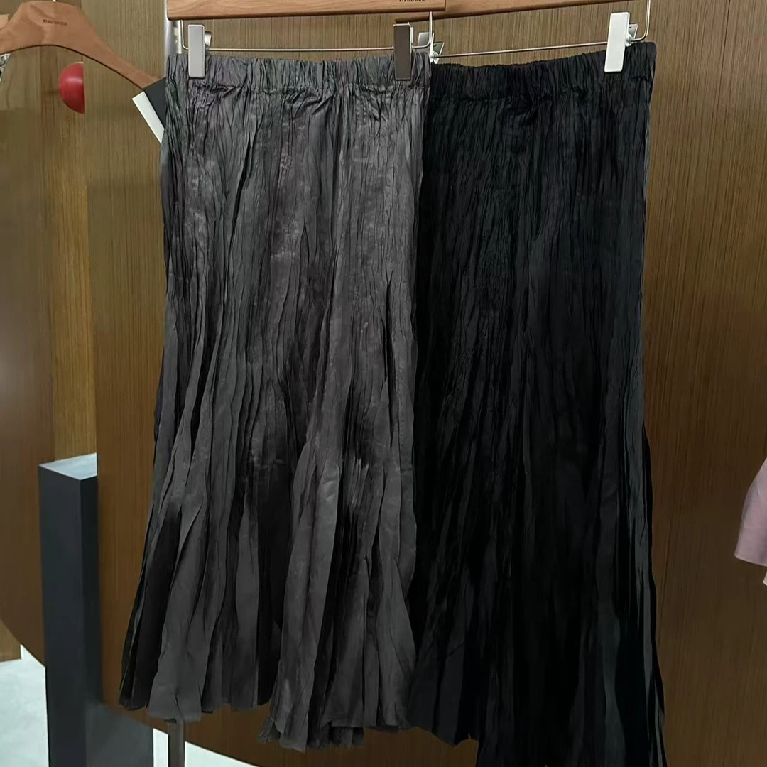 【温柔模版】春夏新款压皱时尚休闲百搭山本风设计感半身裙子女