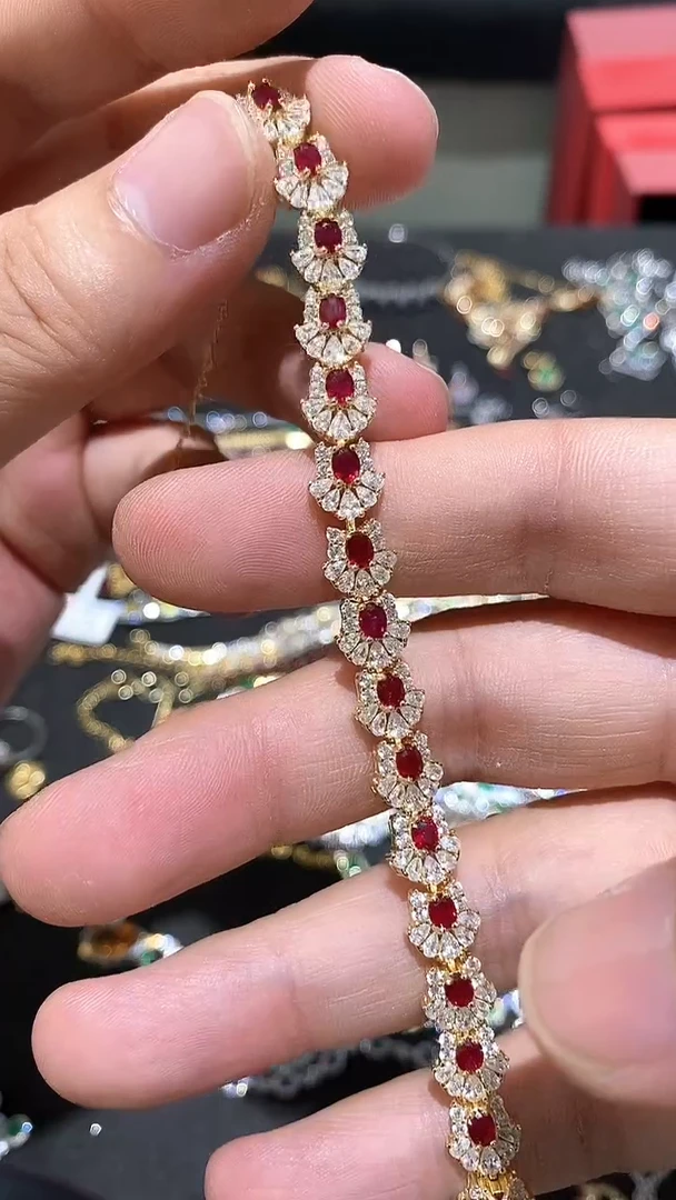手链银S925镶嵌红宝石手链