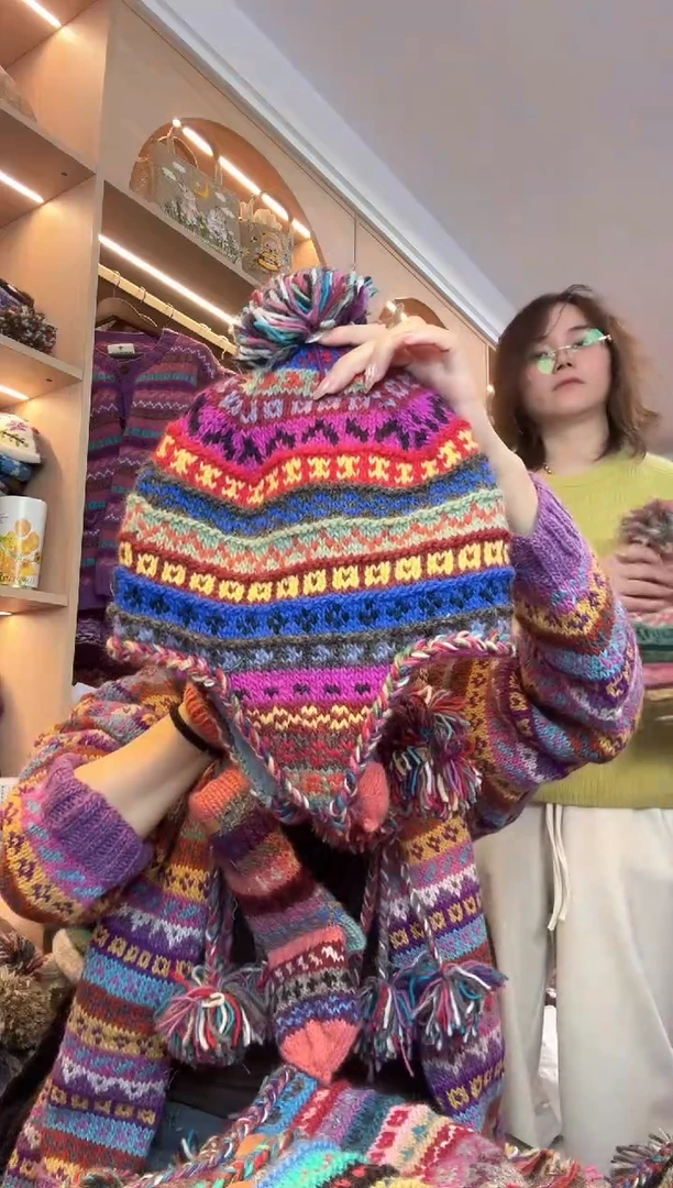 绵羊毛一****ⁿ百羊毛护耳辫子帽606