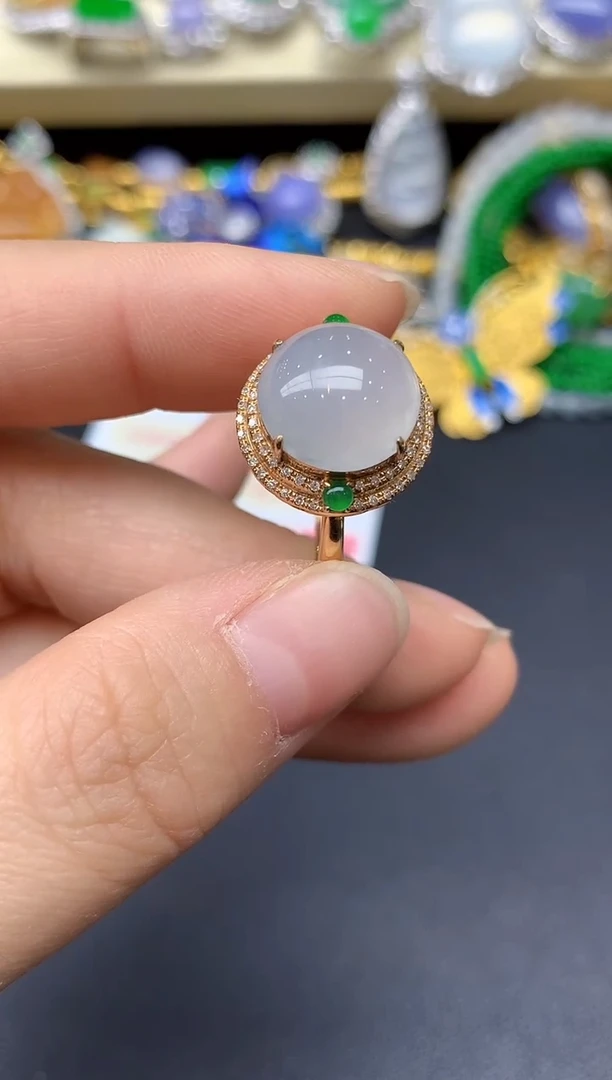 18K金镶嵌戒指翡翠251-翡翠雪姐天天见