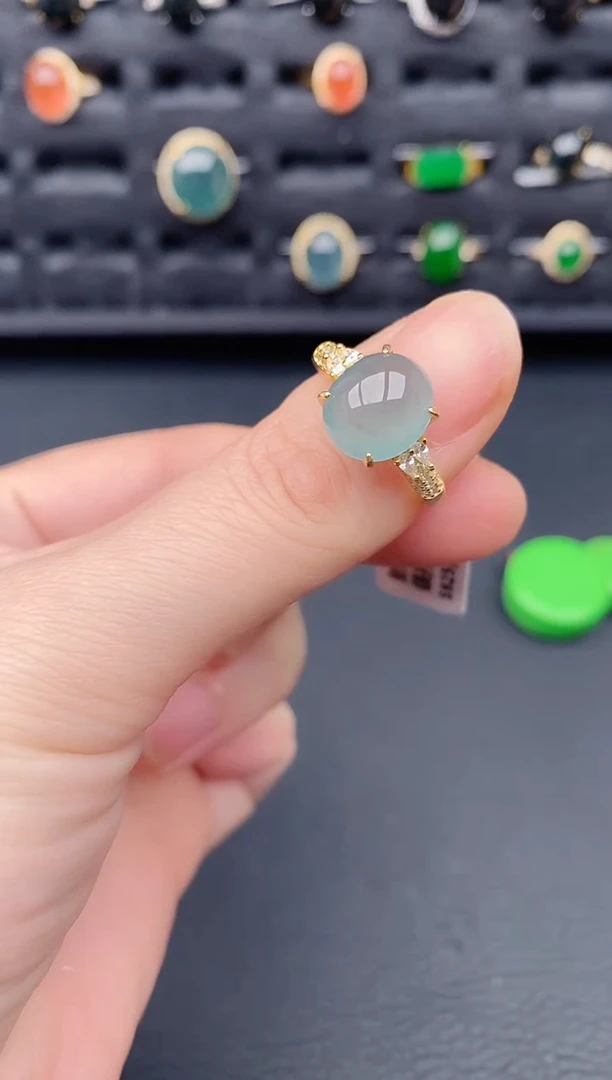 银S925镶嵌戒指翡翠天然a货翡翠147